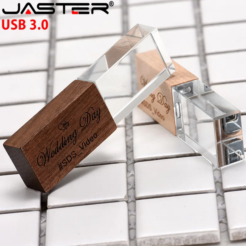 Jaster-high Velocidade Memory Sticks com Logotipo Personalizado Gratuito Fotografia de Casamento Cristal de Madeira Usb 3.0 16gb 32gb 64gb - Imagem 4