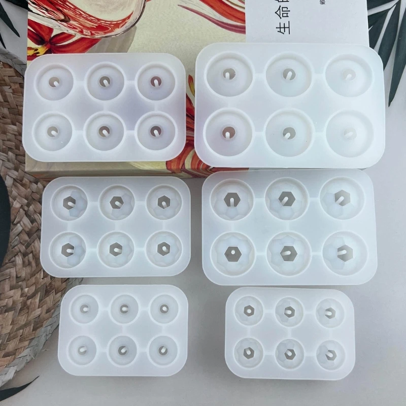 구멍이 있는 쥬얼리 비드 수지 몰드 20/25/30mm 둥근 비드 실리콘 몰드 공예