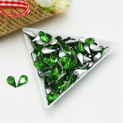50pcs Colorful Waterdrop Rhinestone Glass Crystal Accessories - 6x10mm 50pcs (Emerald)
