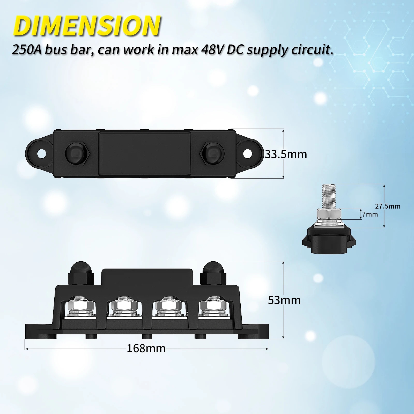 4 way Bus Bar Power Distribution Block 250A 12V 48V Positive Negative Red  Black Set - Alna Commodities Pty. Ltd.