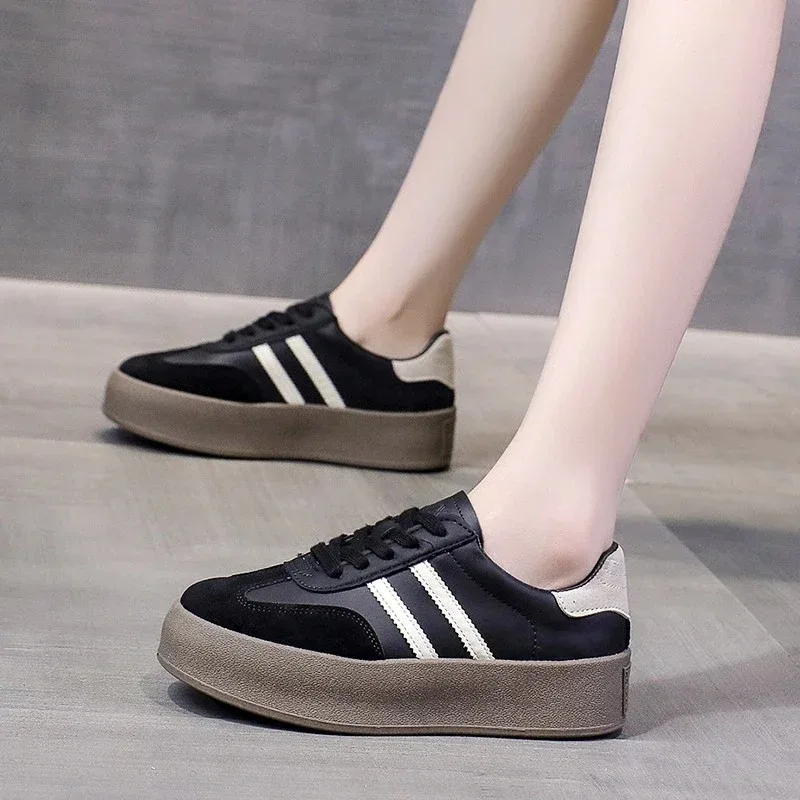 Women Sneakers Sports Shoes Thick Sole Casual Board Shoes Women Cowhide Everything Soft Sole Inside Increase De Training Platform women shoes casual shoes women sneakers