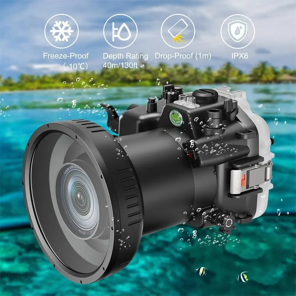Seafrogs 40M/130FT Underwater Camera Housing For Canon EOS R6 II with Flat Port