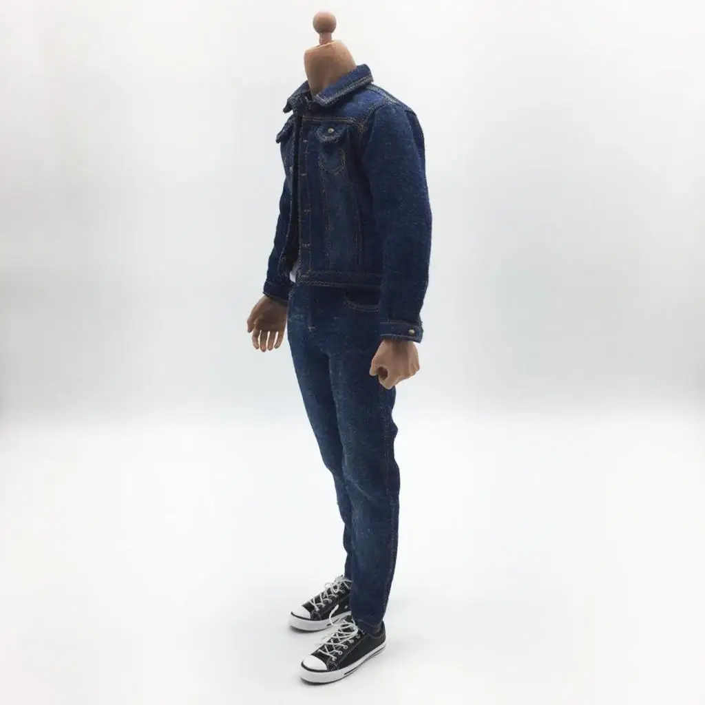 

1/6 Male Body Denim Pants Overcoat T-Shirts for 12'' Hot Figure Toy DIY