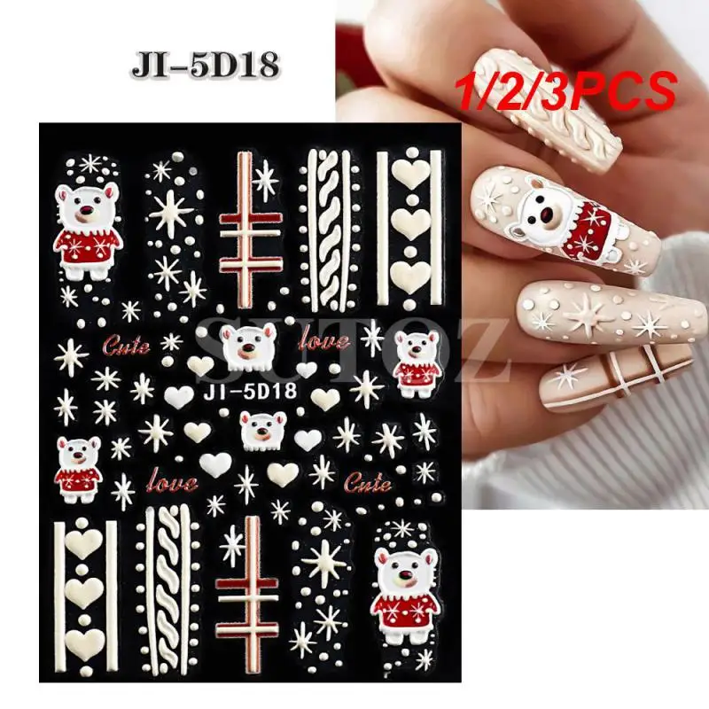

1/2/3PCS Nail Art Stickers Elegant Lasting Not Easy To Fall Off Light Luxury Water Proof Holiday Nail Stickers Embossed Stickers