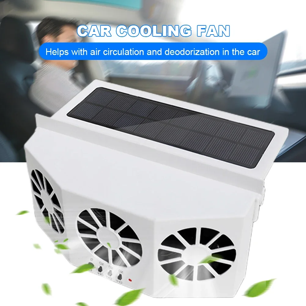 Auto Cooling Fan 3 Heads 2 Speed Suction Interior Cooler Car Exhaust Fan Solar Charging Auto Ventilation Fan for Vehicle Truck