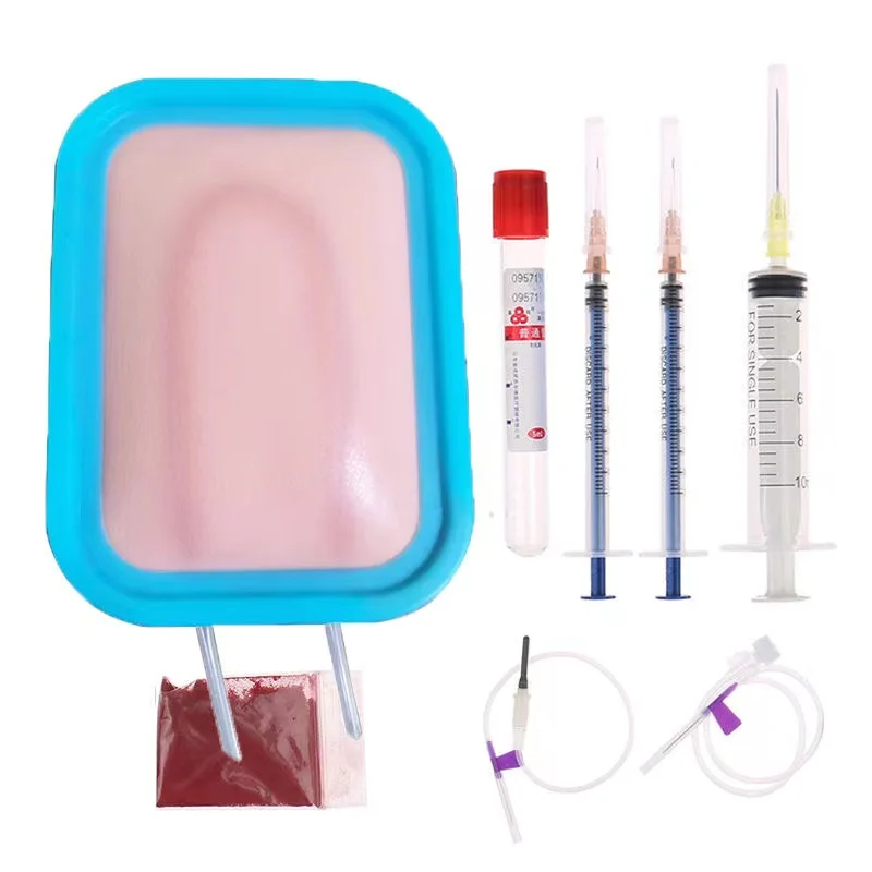 Nurses Intravenous Venipuncture IV Injection Training  Pad  with Blood Returning Learn Silicone Wound Skin Suture Practice model multi functional skin intravenous injection exercise module skin model arterial infusion muscle puncture training