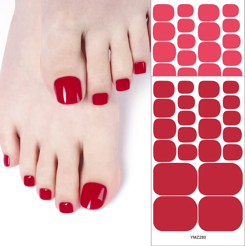 Baking Free Toe Nail Sticker Wraps Solid Color Full Cover Foot Stickers Adhesive Decals Toenail Polish Strips DIY Foot Decals 6