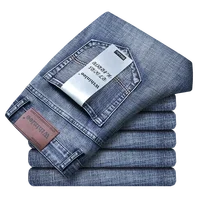 Wthinlee marque droite Stretch classique bleu noir nouveaux hommes d'affaires jean décontracté travail Denim pantalon mâle marque vêtements 2
