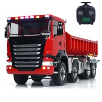 8x8 1/14 RC Hydraulic Dump Truck Metal Roll On Off Full Dumper Car Model with Sound Light 3-speed Transmission RC Toys TH23689 1
