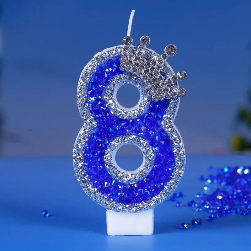 Crown Candles Colorful Sequin Cake Topper with Handmade Crown Design