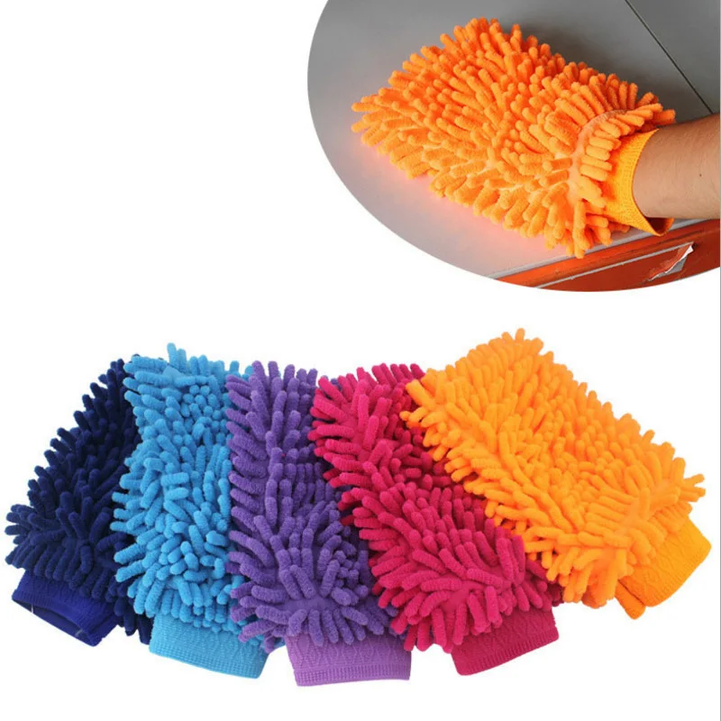 Ultrafine Fiber Chenille Microfiber Car Wash Glove Mitt Soft Mesh Backing No Scratch for Car Wash and Cleaning Dusting Gloves