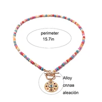 Collier ras du cou en pierre colorée de 4mm pour femmes, pendentif rond à breloque maléfique, à la mode, nouveaux bijoux quotidiens 5