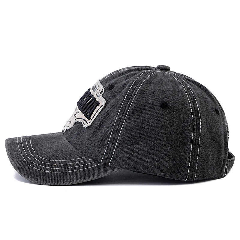 New Design Original Bull Head Label Printing Baseball Cap Vintage Block Color Cap Adjustable Women Men Dad Hats