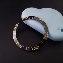 Sleek Black Blue Ceramic Bezel Insert with Green Luminous Accents - 40mm (Black Gold)