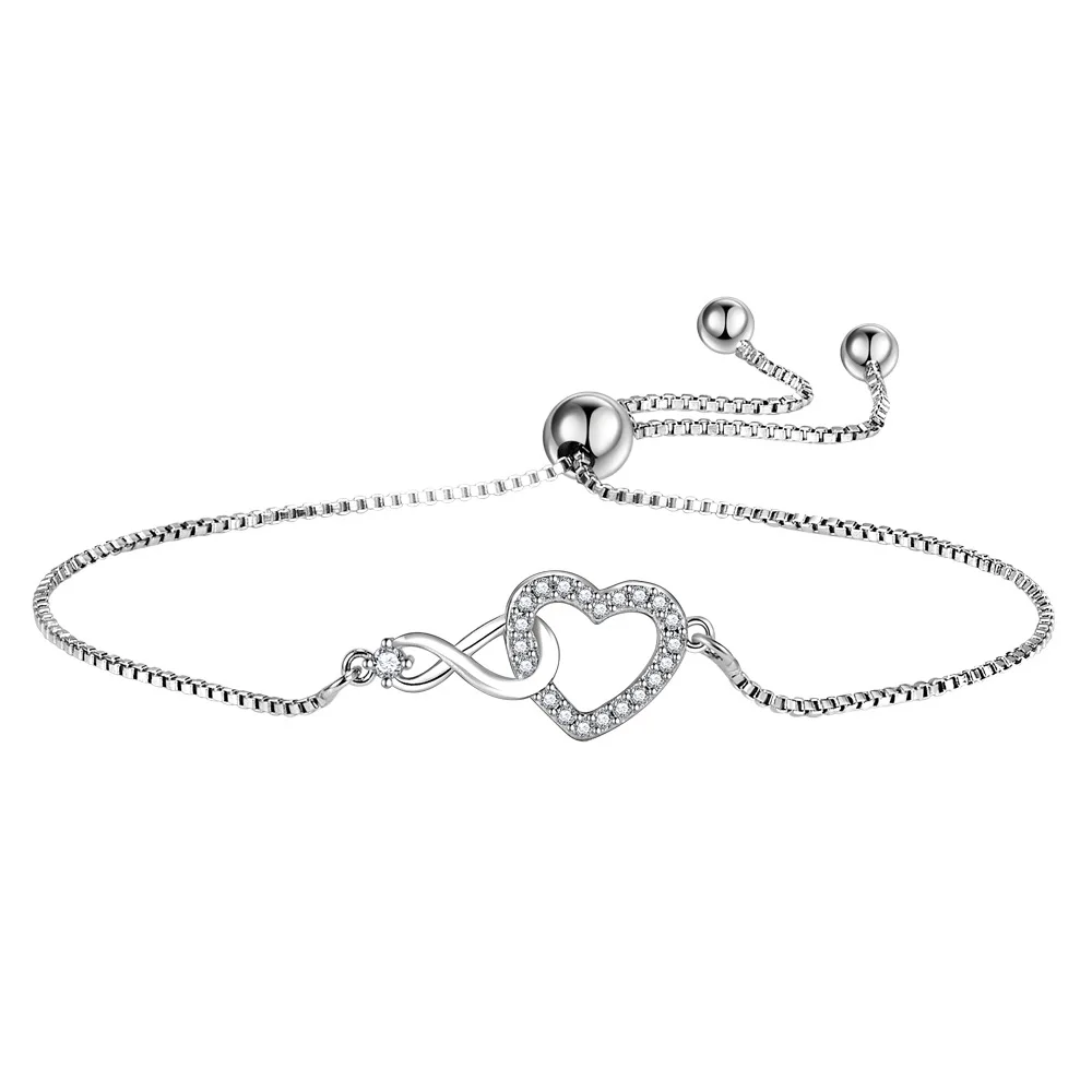 

Fashion 925 Sterling Silver Heart Love Zircon Bracelet For Women Wedding Luxury Quality Jewelry Wholesale Free Shipping Offers