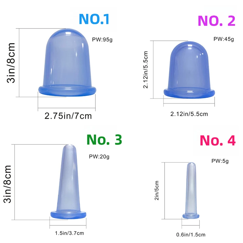 2/4/7Pcs Set Silicone Anti Cellulite Cup Vacuum Massage suction Cups Body Pain Relief Roller Manual Suction Cups Cupping Therapy