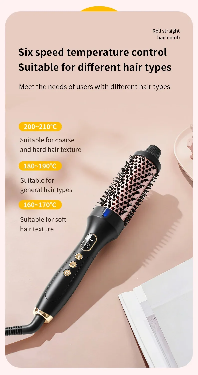 Escova alisadora e modeladora de cabelo profissional com aquecimento ptc_voghion.com