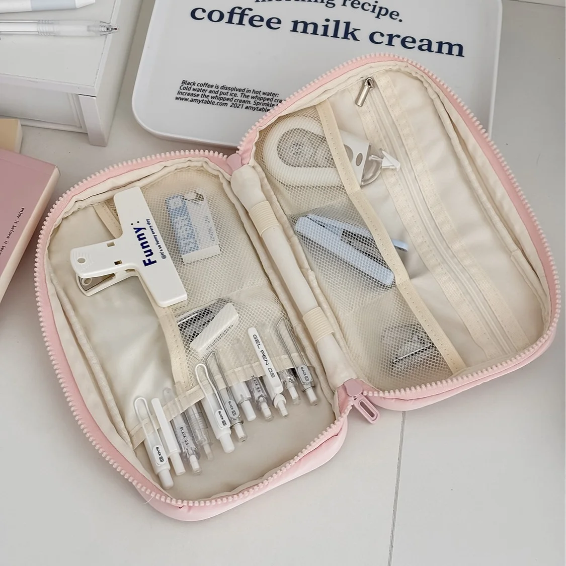 대용량 여행용 데이터 케이블 수납 가방, 학생용 만능 문구 필통, 게으른 사람들을 위한 세로형 수납 가방