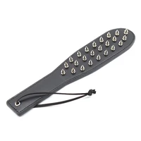 30cm Black Leather Paddle Riding Crops Flogger Horsewhips Punk Rivet Inlay Spikes Leather Spanking Paddle Slapper Riding Spurs 1