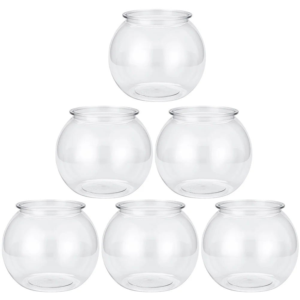 

6 Pcs Round Fish Tank Lightweight Desktop Anti-falling Plastic Living Office Decorative