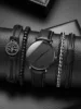 Watch New Men Watch Luxury Bracelet Set Fashion Business Black Leather Quartz Wrist Watches For Men Gift Set Relogio Masculino 1