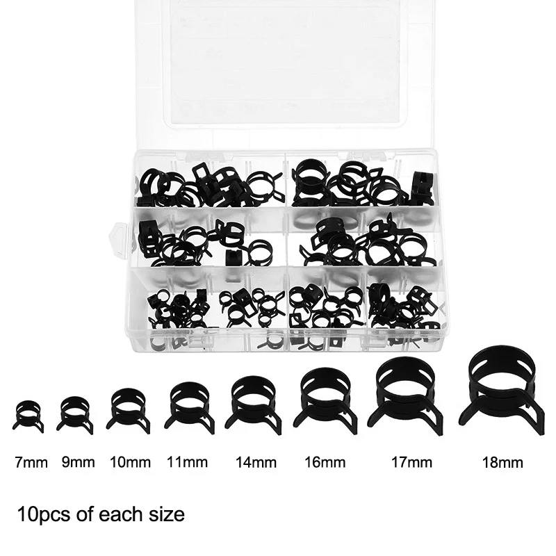 Kits de Braçadeira de Aço Mola Tubo de Vácuo de Combustível e Silicone Clipe de Baixa Pressão Clipes Ação id 718 mm 65 mm 80 Unidades