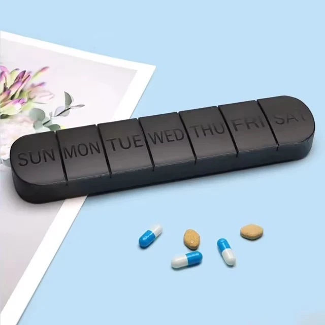 Compact Weekly Pill Organizer and Travel Pill Case