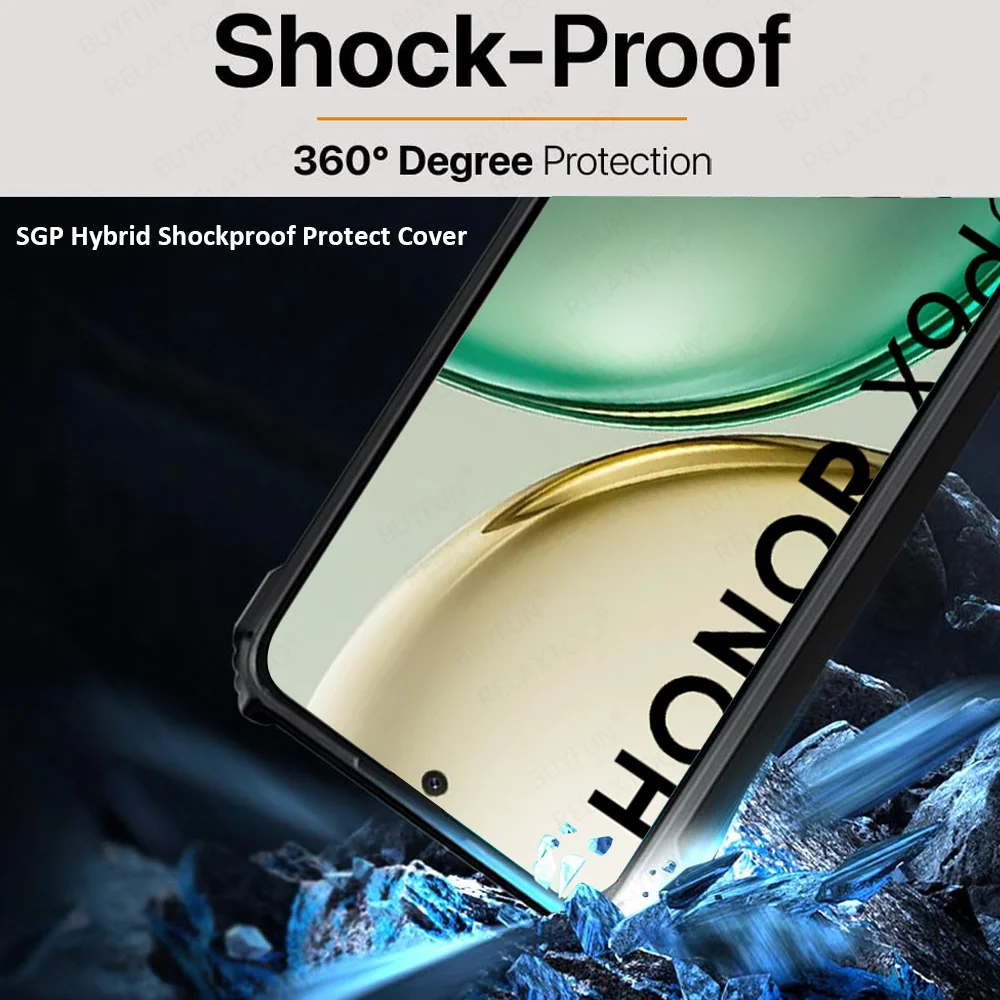 Shockproof Clear Hard Acrylic Back Cover with Ring Bracket Stand & Bumper Protection