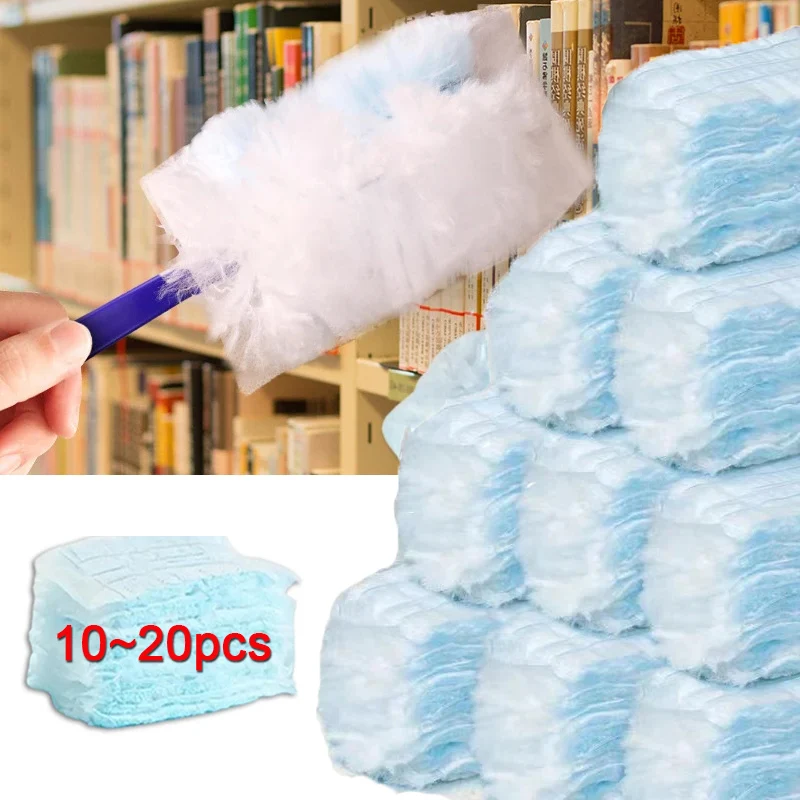Disposable Duster and 10pcs Replacement Heads Short Duster Refills Bulk for Cleaning Home Office Blinds Surface Dust Clean Tool disposable duster refills cleaning duster