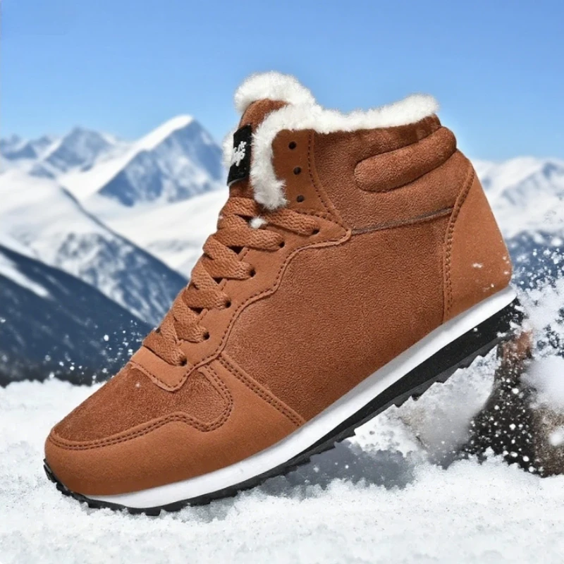 Men's Warm Ankle Boots Casual Winter Anti Slip Comfortable Fashion Sneakers Plush Heated Anti Slip Platform Winter Snow Boots
