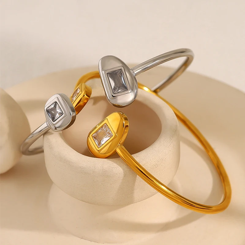 Geometric Simple Luxury Opening Bracelet Fashion Women Trend Jewelry Irregular Unique Wedding Party Gifts Accessories RG413 4