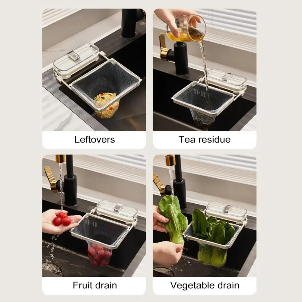 Foldable Sink Storage Stand Dish Towel Hanging Rack Foldable Sink Strainer Set with Suction Cup Draining Rack Kitchen for Sink 3