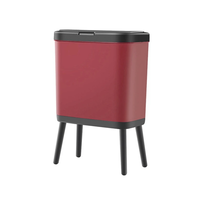 15L Nordic Style High Foot Kitchen Trash Can Creative Press Type Plastic Toilet Bathroom Waste