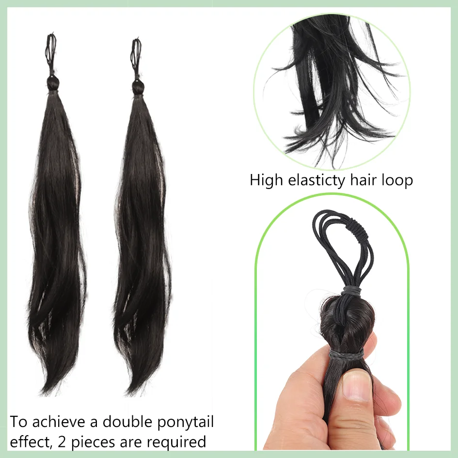 Synthetic 16inch/22inch curly ponytail tie, elastic headband, women's hair accessory, loli double ponytail wig, extension piece