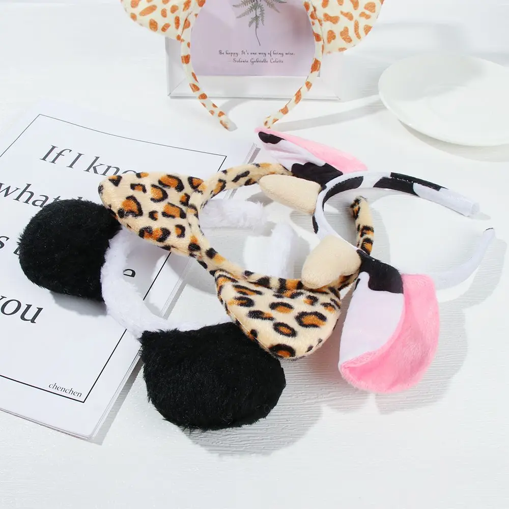 Animals Ears Headband Cartoon Plush Dog Zebra Tiger Hair Band Cosplay Halloween Christmas Birthday Theme Party Supplies