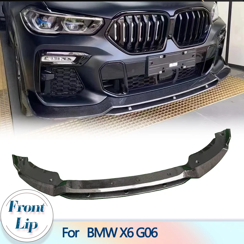 

Car Front Bumper Lip Spoiler For BMW X6 G06 M Sport 4-Door 2020-2022 Carbon Fiber Front Lip Chin Apron Protector Guard