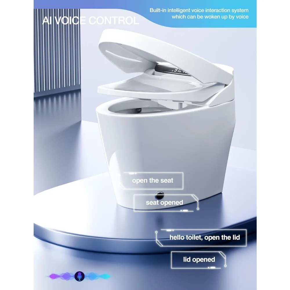 Smart Toilet,One Piece Toilets with Warm Water Sprayer and Dryer,Japanese Smart Toilet with Bidet Built in,Foot Sensor Operation 2