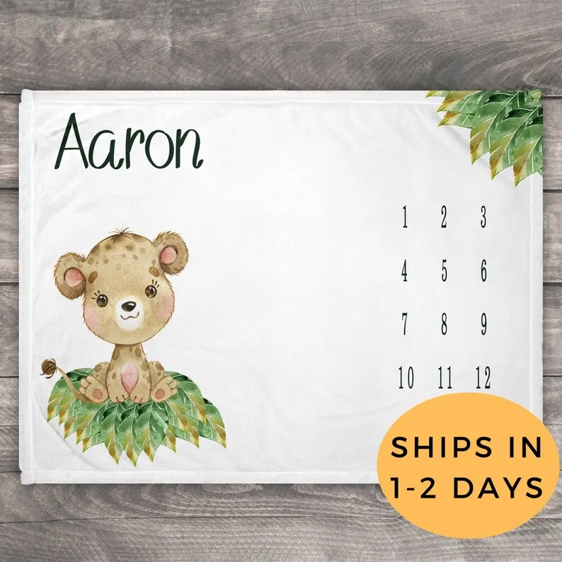 

Lion Milestone,Custom Milestone, Baby Growth Blaket, Personalized Baby Growth Chart, Custom Newborn Blanket, Baby Shower Gift