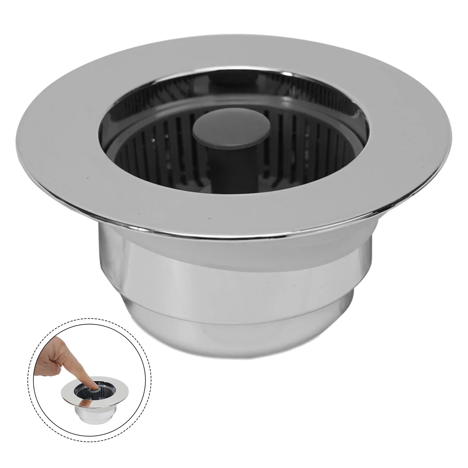 Description Picture 4 of itemKitchen Filter Sink 3 In 1 Pop Up ABS Silver Plated Sink Strainer Drain Basket Stopping Blockage Bouncing Core Leak-proof Plug