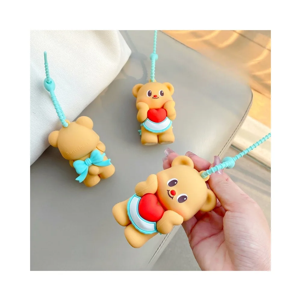 Cartoon Swimming Ring Seaside Holiday Butter Bear Key Chain Cute Durian Pendant Street Beauty Cream Bear Pastry Chef Keychains 4