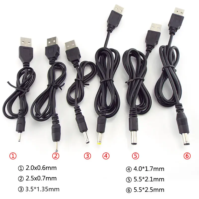 USB To DC 3.5*1.35mm 2.0*0.6mm 2.5*0.7mm 4.0*1.7mm 5.5*2.1mm 5.5*2.5mm Plug Jack DC 5V Power Extension Cable Connector - Image 5