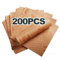 Vintage - Style Greaseproof Deli Wax Paper Sheets - 50 Pack for Food Wrapping and Lining (22x22cm 200Pcs)