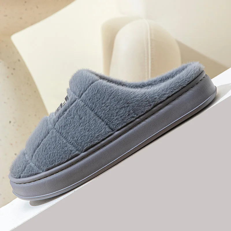 New Fashion Winter Slippers Women Men Thick Sole Indoor Home Warm Couples Shoes Non-Slip Flat Platform Women's Cotton Slippers