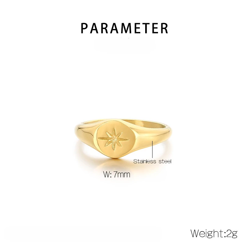 New Trendy Stainless Steel Star Shaped Ring for Women Wholesale 6