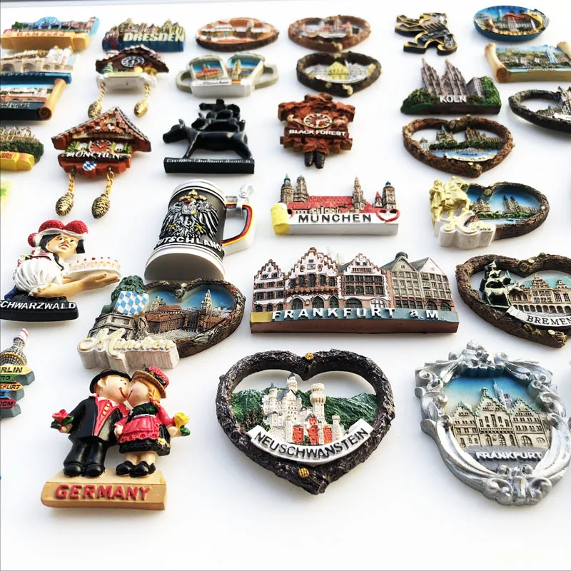 Resin Painted Magnetic Fridge Sticker Germany Berlin Frankfurt Dresden Munich Tourist Souvenirs Attractions Refrigerator Sticker