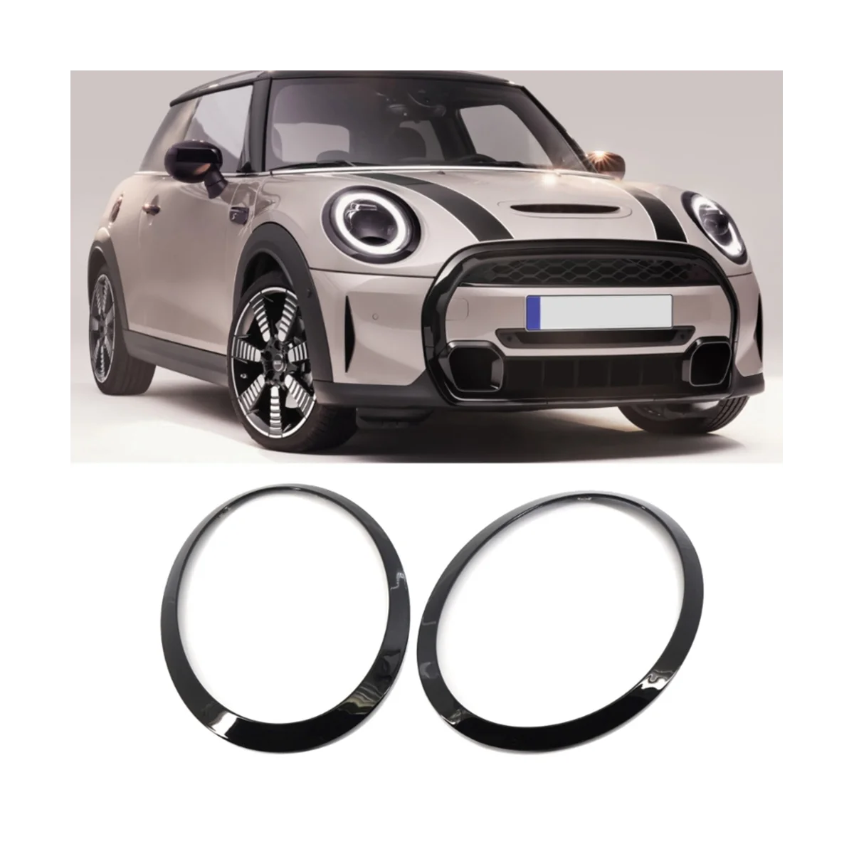 

4Pcs Car Front Rear Lamp Ring Cover Case Decoration Headlight Frame Tail Light Cover for Mini Cooper S JCW F55 F56 F57