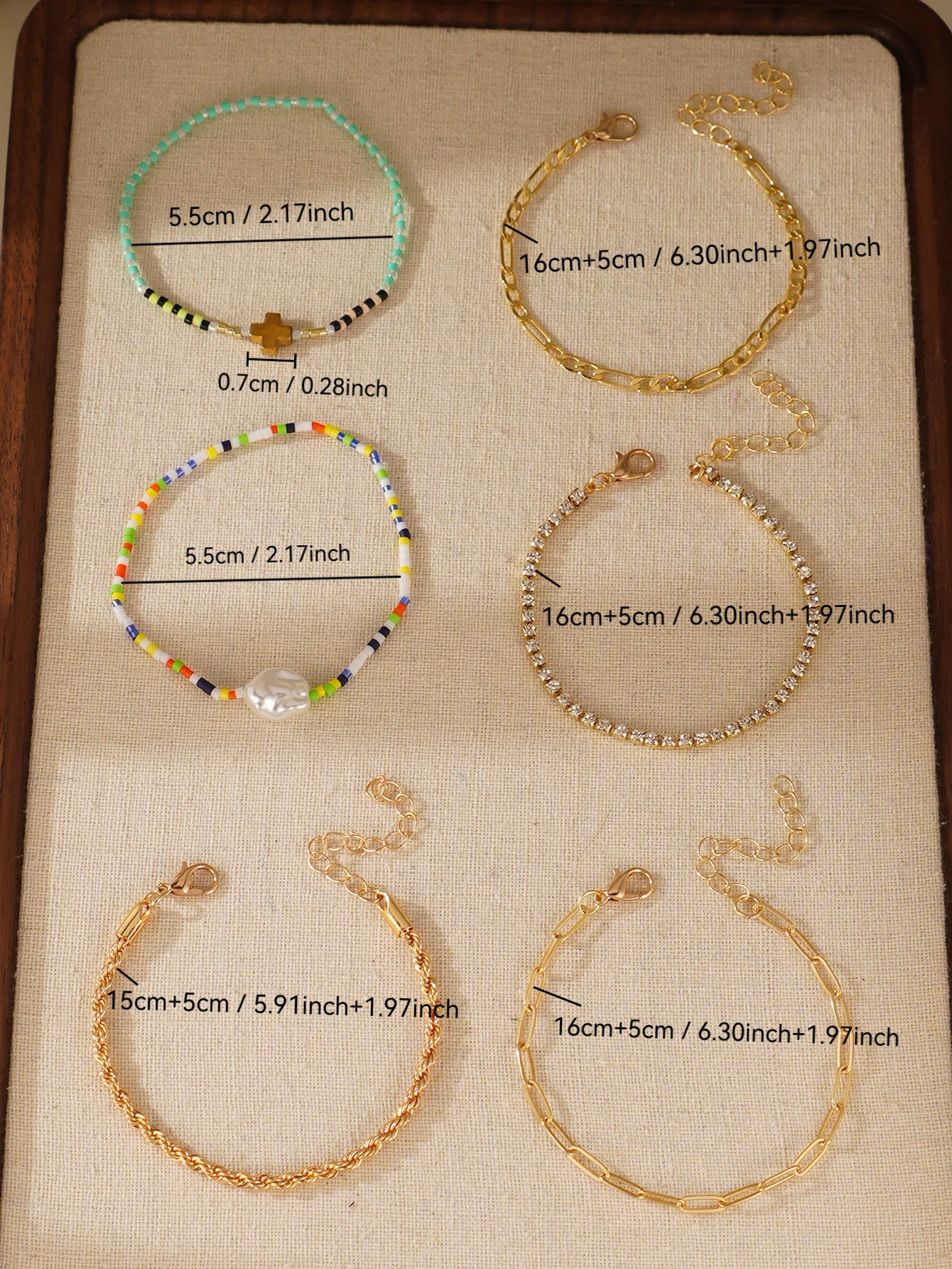 Bohemian shaped imitation pearl hand beaded chain order bracelet set