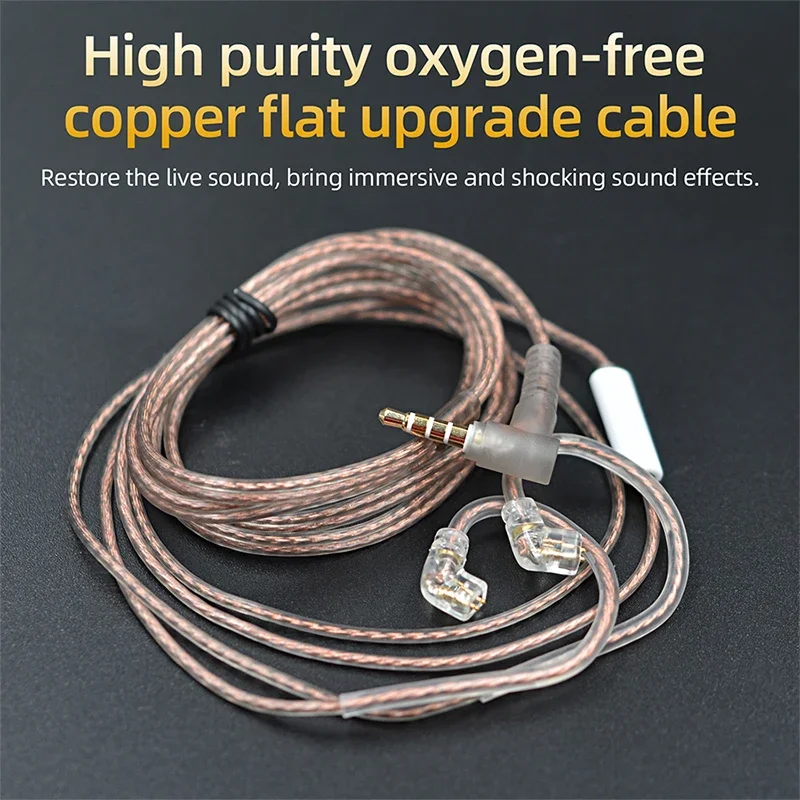 KZ Headphone Cable High Purity Oxygen-free Copper Flat Mixed Upgrade for KZ Wired Headset Game Earphone EDX PRO