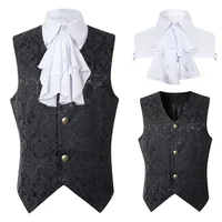 2024  Vest Men Renaissance Steampunk Coat Gothic Jacquard Waistcoat Single Breasted Business Formal Dress Vest for Suit 1