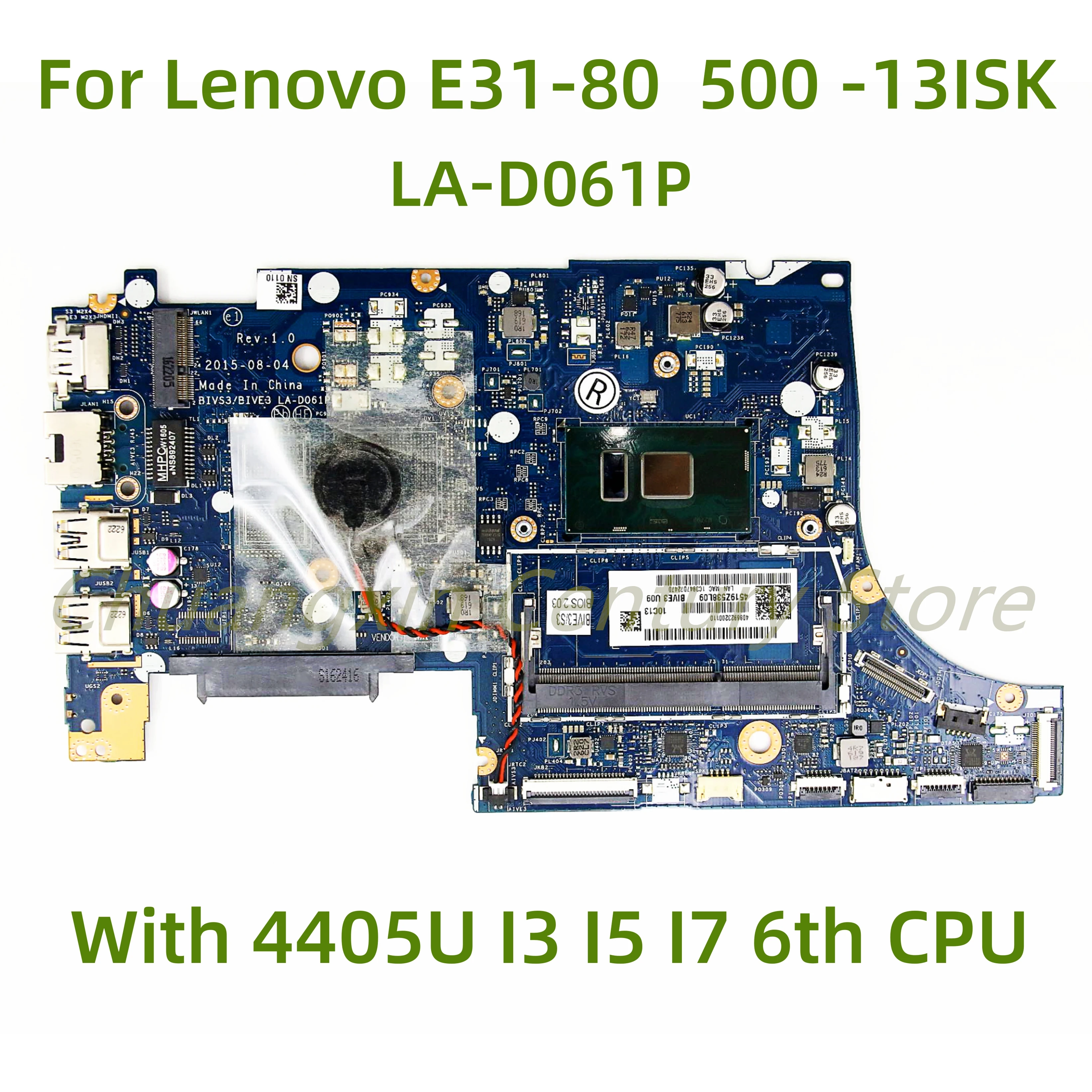 

Подходит для ноутбука Lenovo E31-80 500-13ISK, материнская плата для ноутбука с 4405U I3 I5 I7 6-го ЦПУ, 100% Протестировано, полностью работает